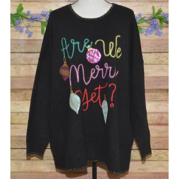 Torrid Womens Black Pullover Christmas Sweater Plus Size 4 4X "Are We Merry Yet" - Picture 1 of 9